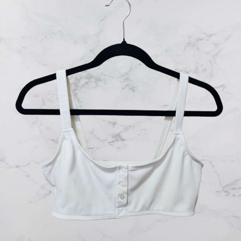 Free People Intimately White Seamless Ribbed Henley Bralette Medium